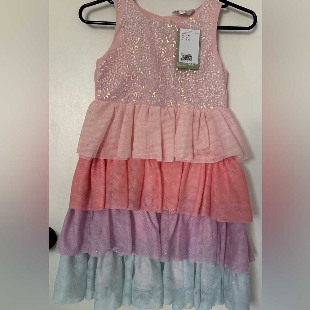 New H&M dress,size:6-7 years,girls,kids,tulle,sparkle,ruffle,sequins,Holidays